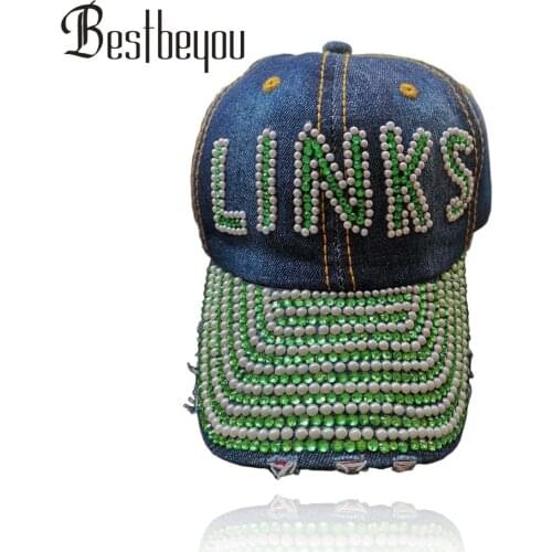 Drop shopping hande made custom baseball The Links Incorporated custom Logo Denim cap Hat