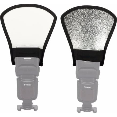 Selens 1pcs 2-in-1 Silver/White Camera Flash Diffuser Softbox Photo Flash Light Reflector For Canon Cameras Size 11*18*20cm
