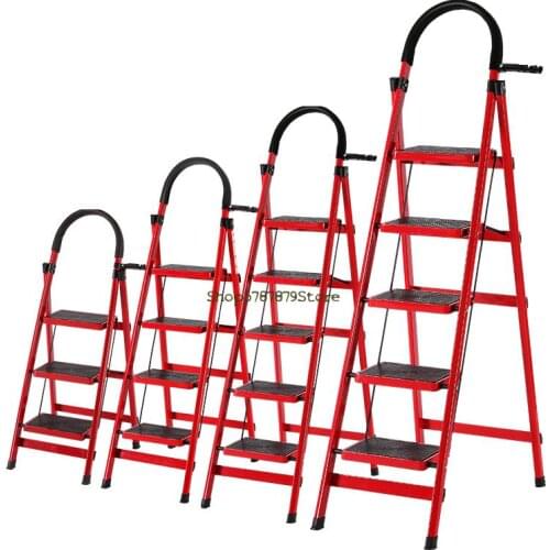Ladder Family Folding Herringbone Ladder Thickening 456 Step Mobile Indoor Store Climbing Ladder Portable Staircase