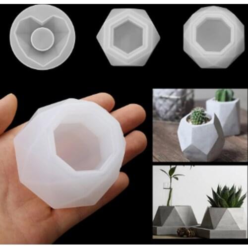 Silicone Plant Pot Molds Form Arts Craft Polygonal Casting Moulds DIY Succulent Flowerpot Clay Mold 3 Styles Concrete Mould