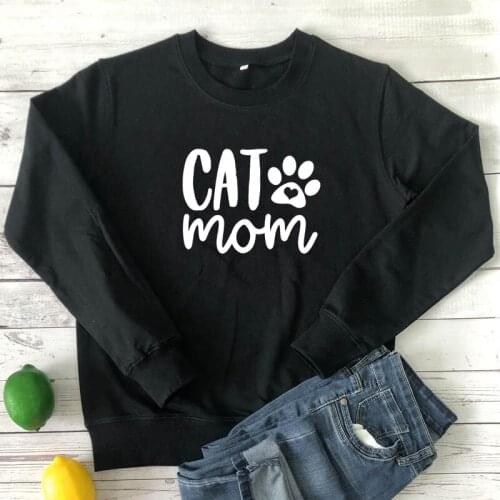 Cute Cat Mom Paw Sweatshirt Funny Women Graphic Jumper Pullovers Casual Long Sleeve 90s Fur Mama Gift Sweatshirts Streetwear
