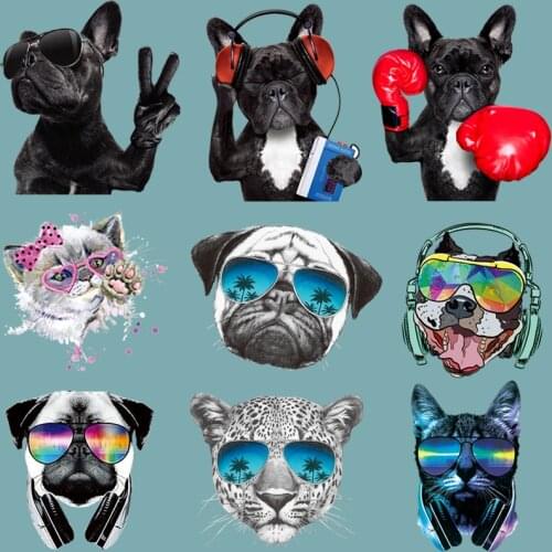 Custom Iron-on Transfers Patches DIY Heat-sensitive Stickers Cartoon Dog Cool Print On T-shirt Bags Shoes Appliques Parches