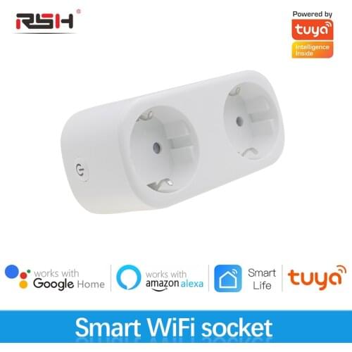 WiFi Smart Schalter Stecker Doppel Steckdosen Dual Slot EU Adapter Tuya Smart Lebensdauer Power Monitor Outlet Arbeit Für Alexa