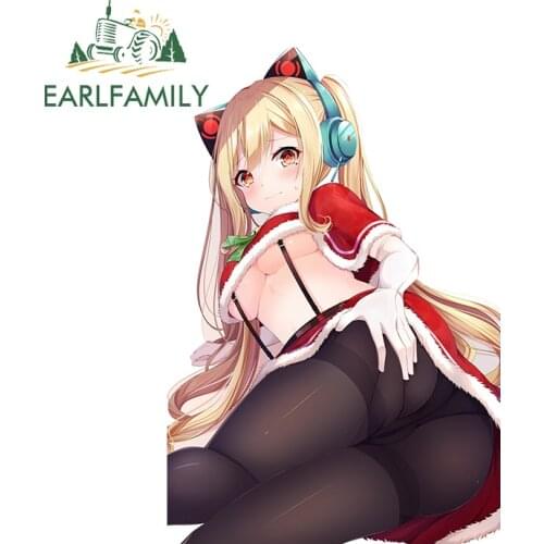 EARLFAMILY 13cm x 8.7cm for Anime Girl Cat Ears Butt Vinyl Car Stickers Surfboard Trunk Decal Waterproof Sunscreen Decoration