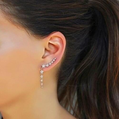 2021 High Fashion Womens Delicate Cute Star Dazzling Dorp Earring For Lovely Girls 11 Cz Stars Charm Brand Fine Earrings Jewelry