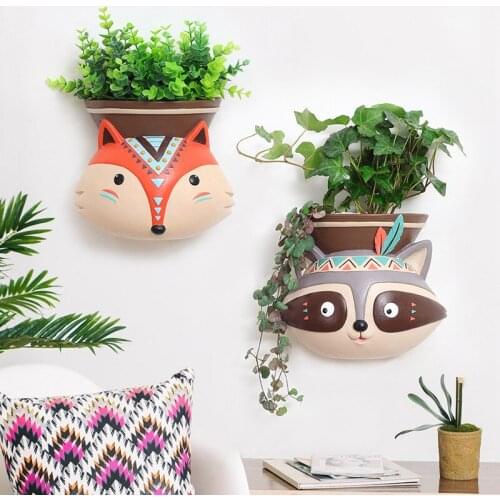 1pc Wall Hanging Vase American Resin Animal Design Flower Vase Home Decor Flower Planter Pot Tabletop Vase