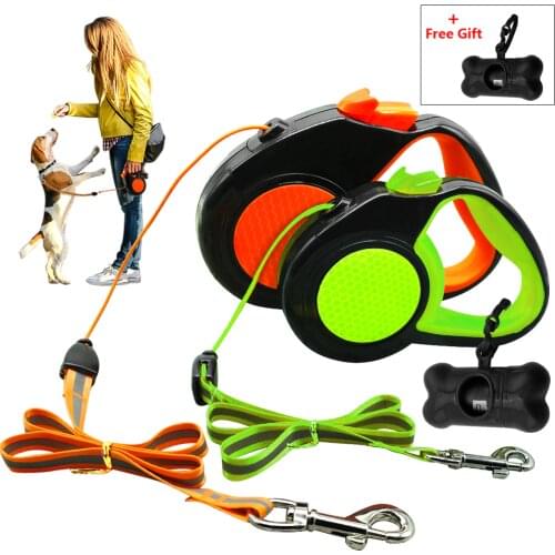10Ft 16Ft Retractable Dog Leash Automatic Extending Walking Lead Reflective With Free Dog Waste Dispenser For Small Medium Dogs