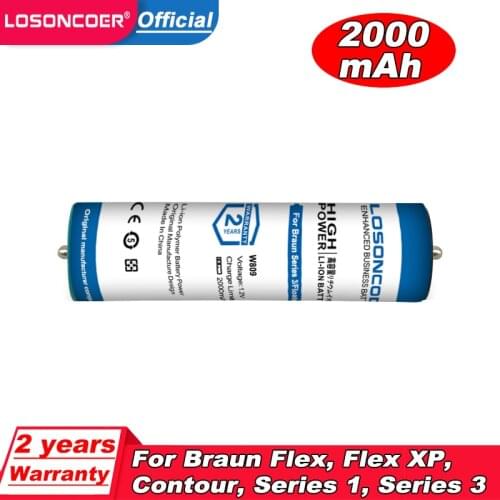 2PCS 2000mAh W809 Electric Shaver Battery 150S-1 320S-4 380S-4 390CC-4 350CC-4 330S-5 330 For Braun Series Ni-MH Battery For FDK