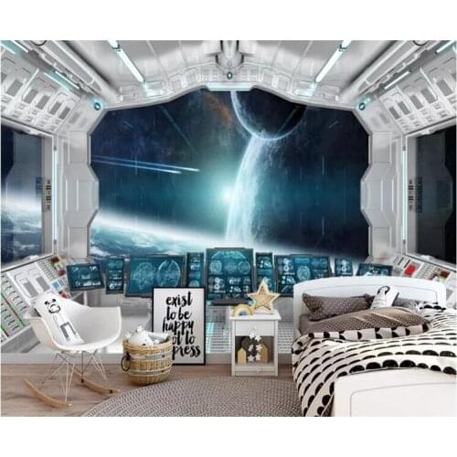 Custom Photo 3D Wallpapers Modern Space Capsule Star Tunnel Space Mural Living Room Sofa TV Background Waterproof Wall Painting