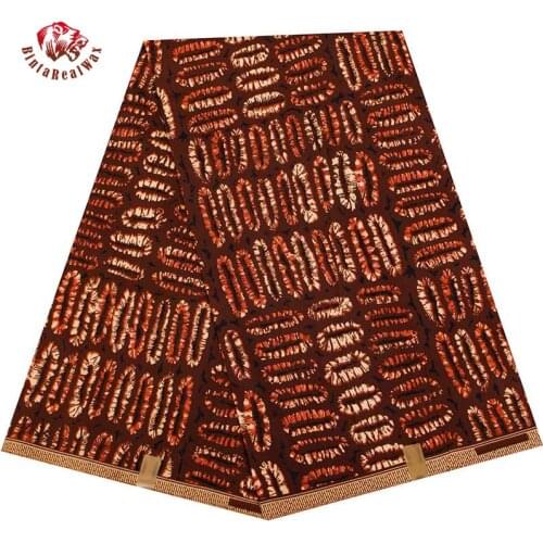 6 Yards Coffee Background Ankara Fabric BintaRealWax High Quality Polyester Material African Fabric for Party Dress FP6397