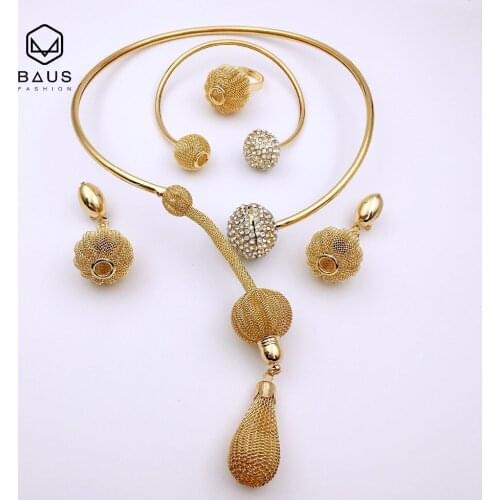 BAUS 2018 Top quality African bead jewelry set for women party accessories huge vintage fashion indian Dubai jewelry set Gift