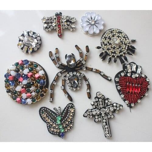 Beaded rhinestone crystal sequins patches applique for Collar Shoes Bags sewing on garment accessories decoration patch Apparel