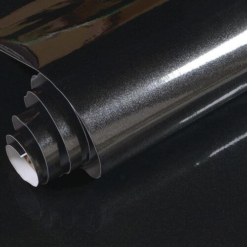 Shiny Black Home Decoration Films Vinyl Self-adhesive Stickers for Furniture Renovation Kitchen Cabinets Waterproof Wallpaper