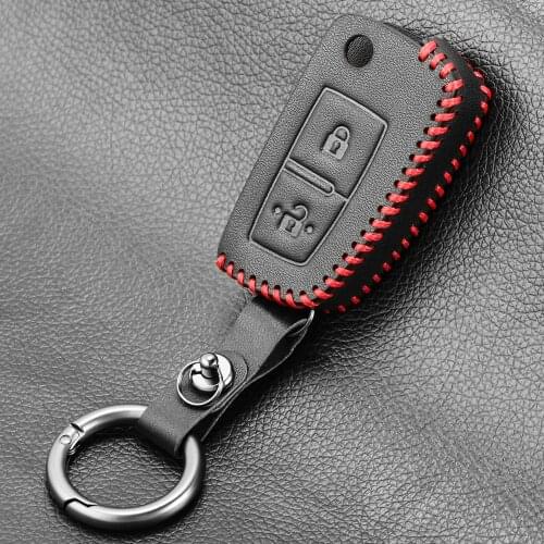 Genuine Leather Key Case Cover For Nissan X-Trail Juke Qashqai Micra Pulsar 2014-2018 Keyless Fob Shell Skin Holder Protector