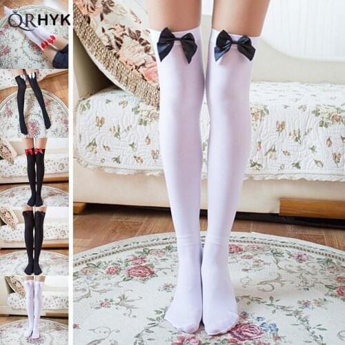 Thigh High Sheer Bow Stockings Fashion BLack Red White Sexy Stockings Hosiery Nets Stay Up For Sweet Lady Girls Hot