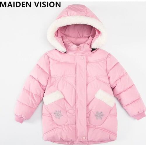 Childrens jacket for girls winter long coat Overcoat fur collar warm down jacket cotton kids clothes girl hooded jacket 2 4 5 6