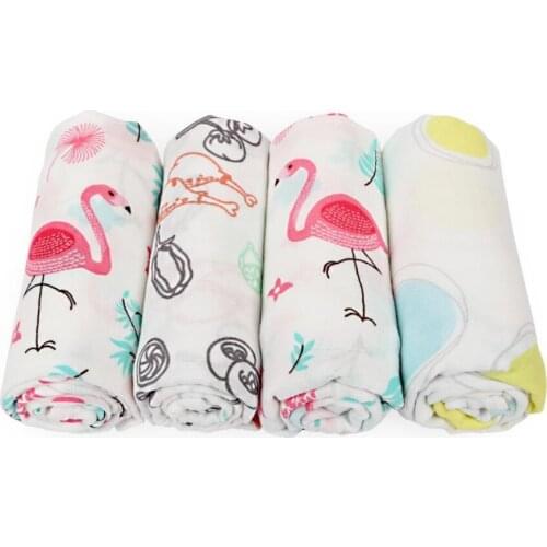 1PC Baby Blanket For Summer Flamingo Pattern Swaddle For Newborns Cotton Bamboo Fiber Soft Breathable Muslin Baby Bedding Infant