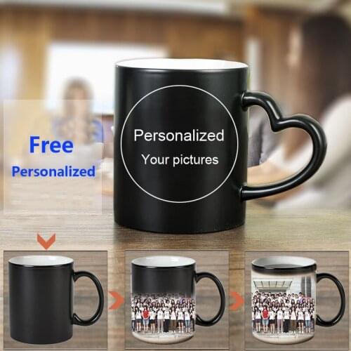 DIY Personalized Magic Mug Heat Sensitive Ceramic Mugs Color Changing Coffee Milk Cup Gift Print Pictures H1228