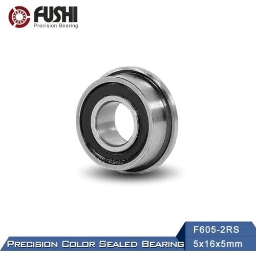 F605-2RS Bearing 5x16x5mm ( 10 PCS ) ABEC-1 Miniature Flanged F605RS Ball Bearings F605 RS