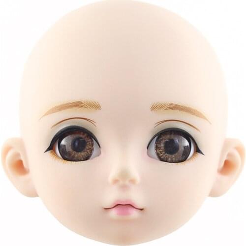1/3 BJD Head Face Mold with 3D Eyes, Doll Replacement Body Parts, Make Up Eyes Eyelash Extensions, for Hair Styling Cosmetology