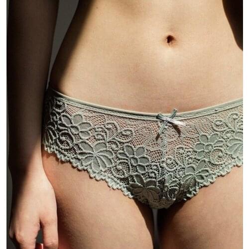 Hot New Sexy Underwear Lady Lace Low Waist Traceless Jacquard Hollow Transparent Girl Cotton Crotch Low Waist Triangle Pants