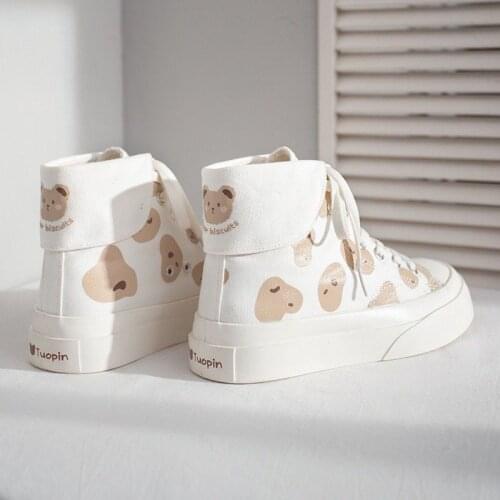 Womens Platform Sports White Shoes Flat Canvas Kawaii Sneakers Anime Casual Spring Tennis Vulcanize Trainers Korean Rubber Sole