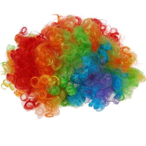 Red Foam Clown Nose + Multi-colored Clown Wig for Masquerade Cosplay fancy dress