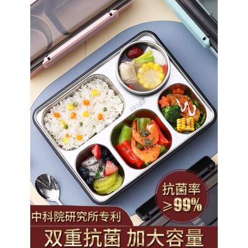 Antibacterial Stainless Steel Lunch Box Office Worker Adult Large Capacity Separated Bento Canteen Lunch Divided Lunch Box