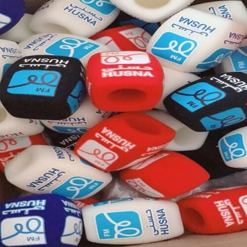 Linhuipad white microphone covers print logo mic windscreens customized Winds Handheld microphone sponge for outdoor interview