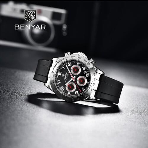 Benyar design 2021 new luxury mens quartz chronograph multifunctional waterproof luminous pointer calendar watches reloj hombre