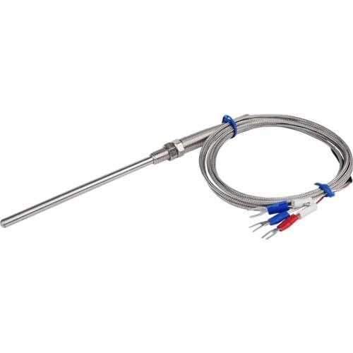 Stainless Steel Shield 10cm Probe Tube RTD PT100 Temperature Sensor with 2m 3 Cable Wires for Temperature Controller