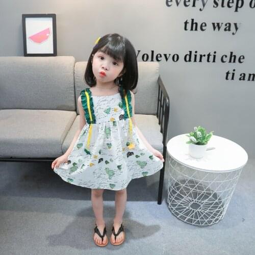 2021 New Girls Sweet Ruffle Suspender Dress Summer Fashion Heart Letter Print Children A-line Princess Dress