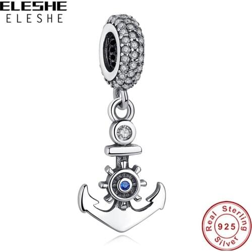 Fashion New 925 Sterling Silver Ocean Ship Charm Pendant Clear CZ Beads fit Charm Bracelet Silver 925 Original Jewelry
