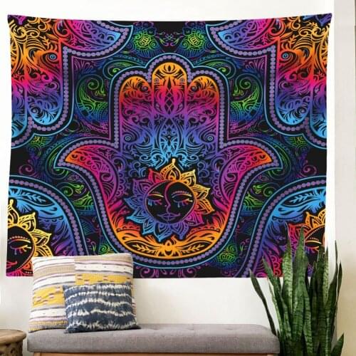 Psychedelic Tapestry Sun Flower Wall Hanging Colorful Boho Wall Carpet Fatima Hand Tapiz Home Decor Large Room Decoration