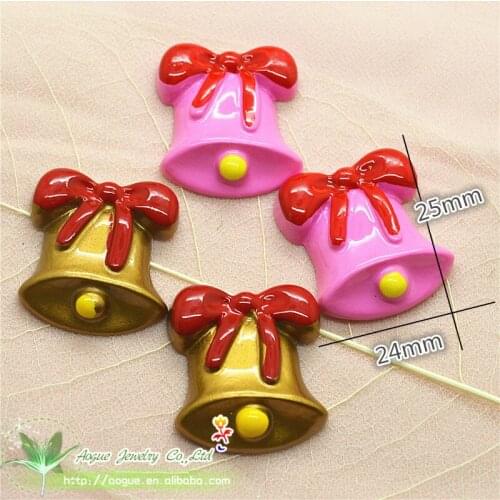 10pcs 26*32mm resin Christmas bell Cabochon|Flatback Christmas Bell Decoration|Christmas Party Scrapbooking Materials