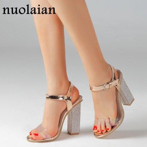 11CM High Heel Sandals Woman Dress Pump Shoes Ladies Summer Sandal Shoe Womens Party Pumps Peep Toe Crystal Chaussure High Heels
