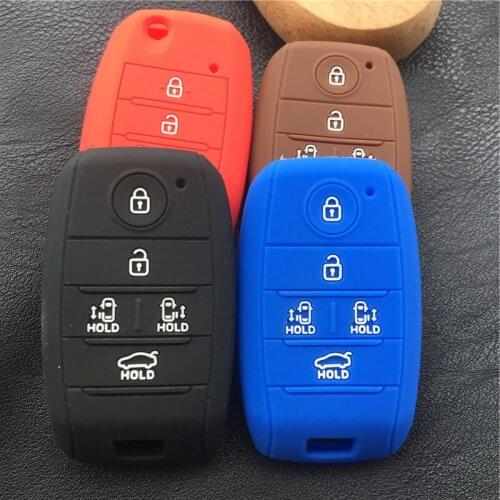 Silicone rubber car key cover case for KIA grand carnival Sorento Sedona MPV 5 buttons smart remote key case