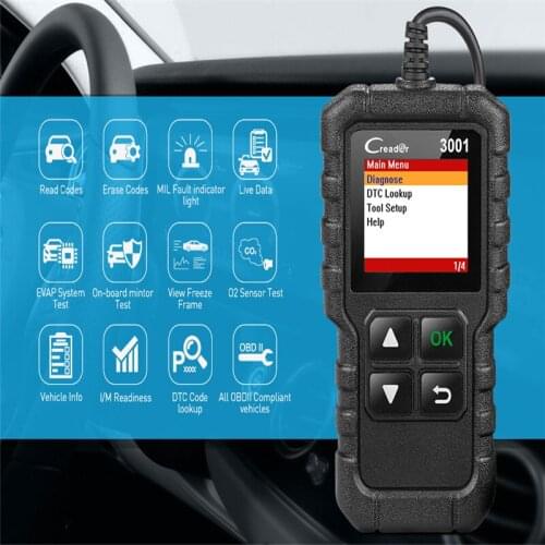 Obd2 Scanner CR3001 EOBD Auto 3001 OBDII Accessories Read Code Self-check Diagnose Faults Card Diagnostic Instrument Scan Tool