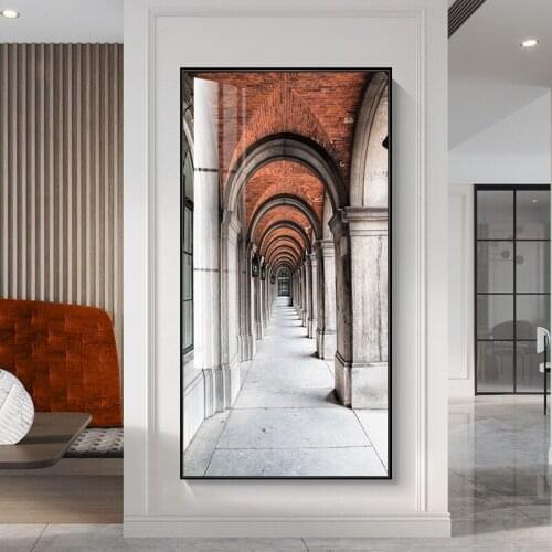 Modern Abstract Nordic Arch Building Corridor Canvas Paintings Wall Art Prints Posters Pictures for Living Room Home Decoration