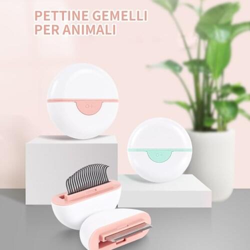 Pet Dog Cat Hair Remover Dual-Function Massage Dogs Comb Stainless Steel Remove Brush For Cats Puppy Grooming Daily Clean