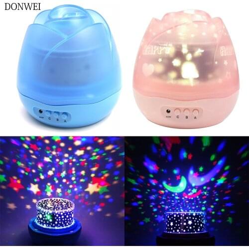 Rose Flower Star Sky LED Night Light Projector Table Night Lamp Battery USB Night light For Children Baby Bedroom Decor Kid gift