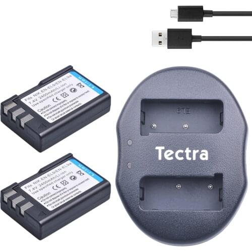 Tectra 2Pcs EN-EL9 EN-EL9A EN EL9 EN EL9A Li-ion Battery + USB Dual Charger for Nikon D60 D40 D40X D5000 D3000 MH-23