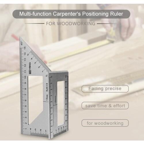 Aluminum Alloy 45 / 90 Degrees Gauge Angle Square Triangle Ruler Measuring Woodworking Tool Protractor Scriber