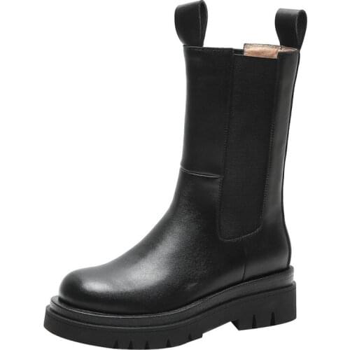 SKLFGXZY New design Women boots Genuine leather Chelsea boots Transparent soles Fashion boots Womens shoes Black white