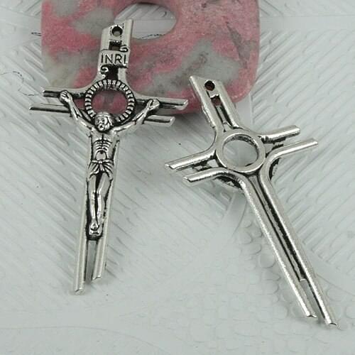 10pcs tibetan silver color crucifix cross pendant EF0389