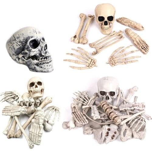 12/28pcs Halloween Skeleton Bones Halloween Party Skull Decorations Ornaments Haunted House Room Horror Realistic Model Props