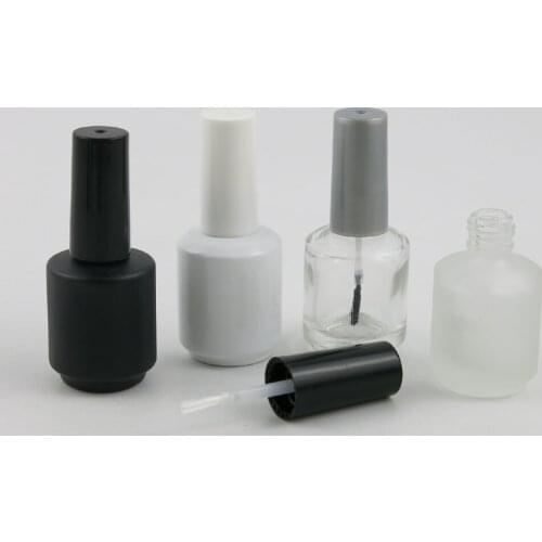 12 x 15ml Empty Nail Polish Bottle Transparent White Black Frost Glass Packing Bottle with Black Brush Cap Cosmetic Container