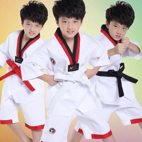 2017 Child Adult Short Taekwondo Dobok Karate Uniforms Sanda Clothes Sets Comfortable Professional Uniform