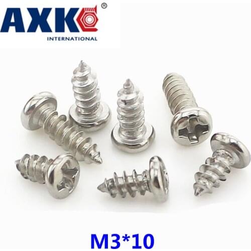 2021 Rushed Sale Axk 100pcs Round Phillips Self-tapping Screws. Miniature Yuan Head Tapping Electronic Small Screws M3*10 Gb845