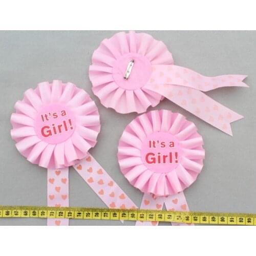 30pcs handmade Satin Ribbon Fabric Badge for new baby/mom/dad applique brooch its a Girl